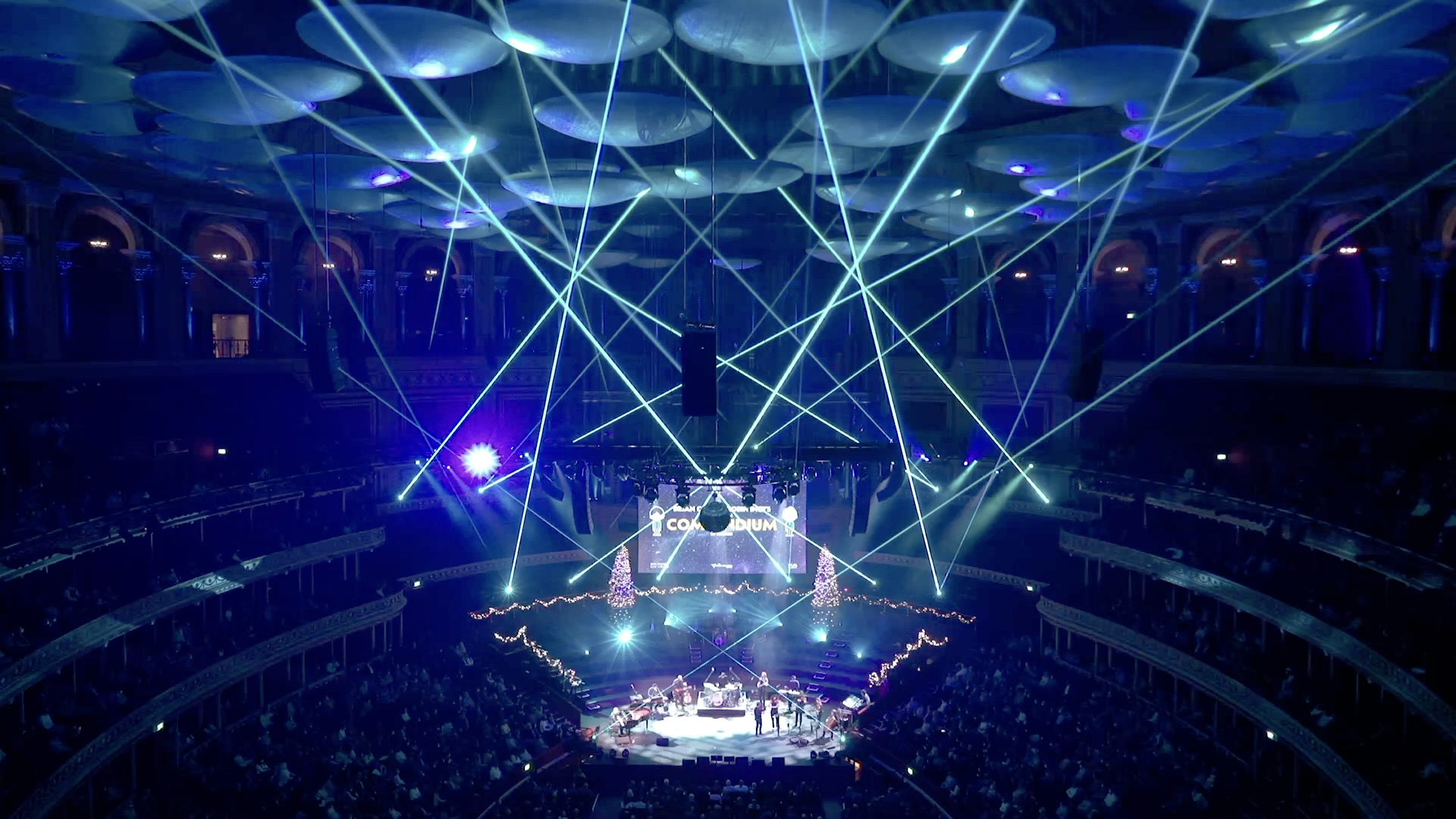 Nitin Sawheney performing at the Royal Albert Hall with lasers across the entire venue