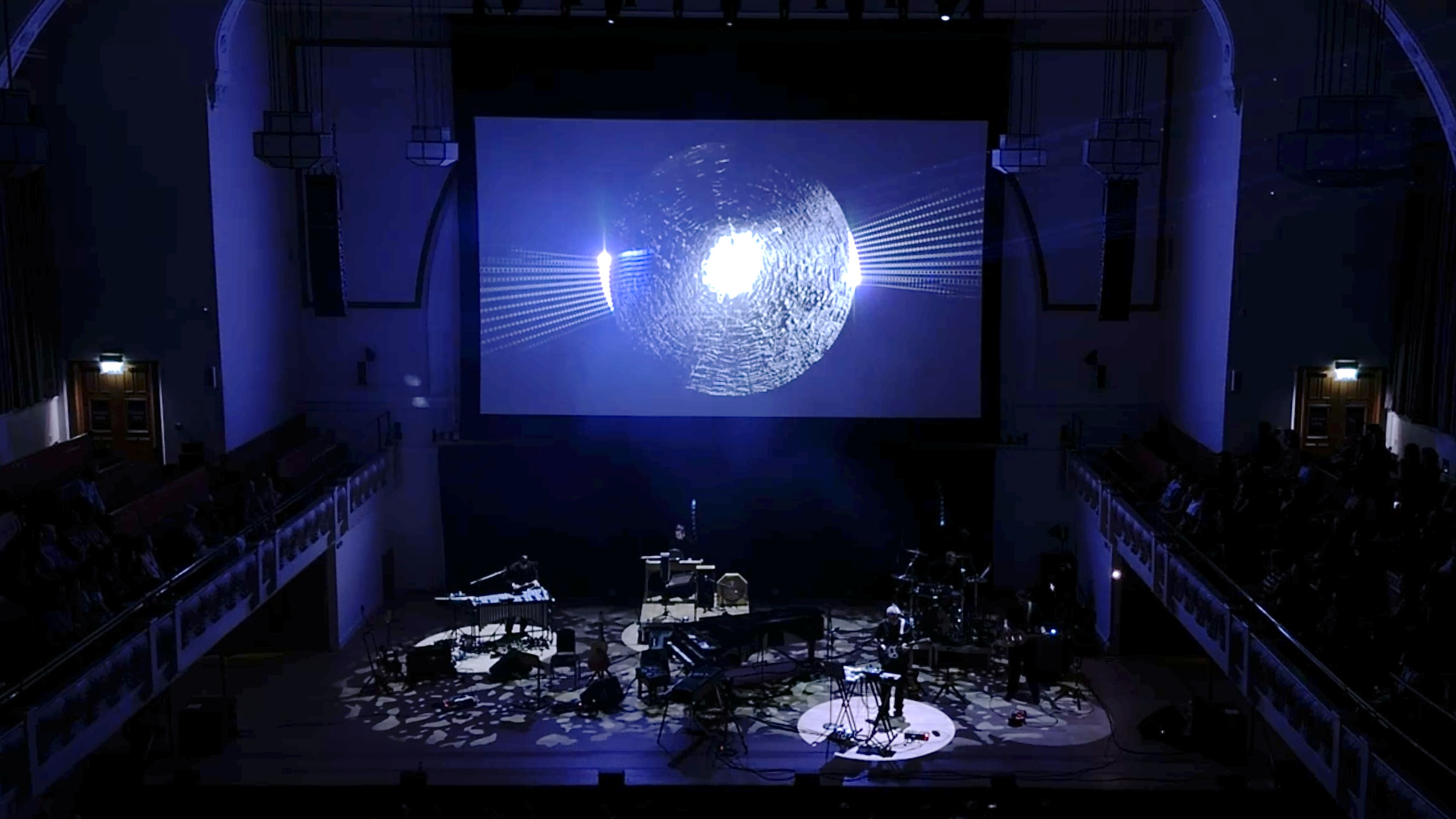 Chopin Residue at Cadogan Hall, with projected visuals above the live performance